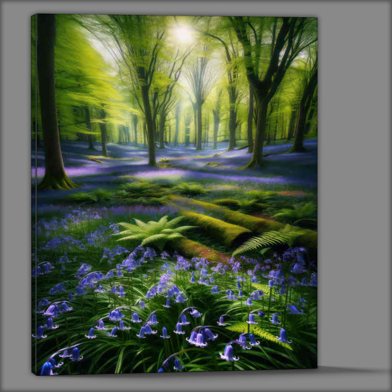 Buy Canvas : (British bluebells their delicate blue flowers swaying gently)