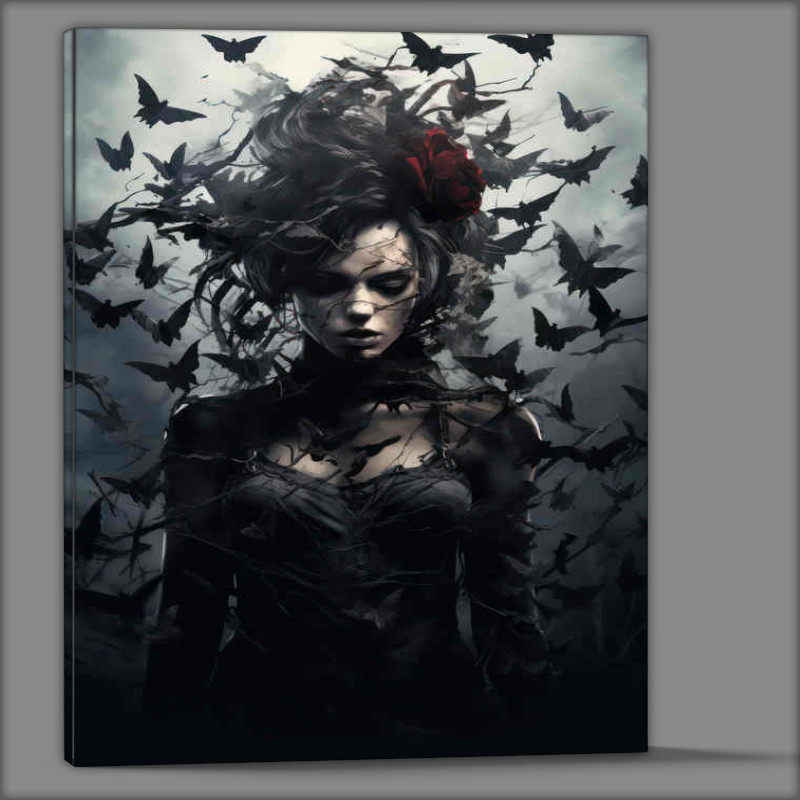 Buy Canvas : (Female zombie surrouded by bats)