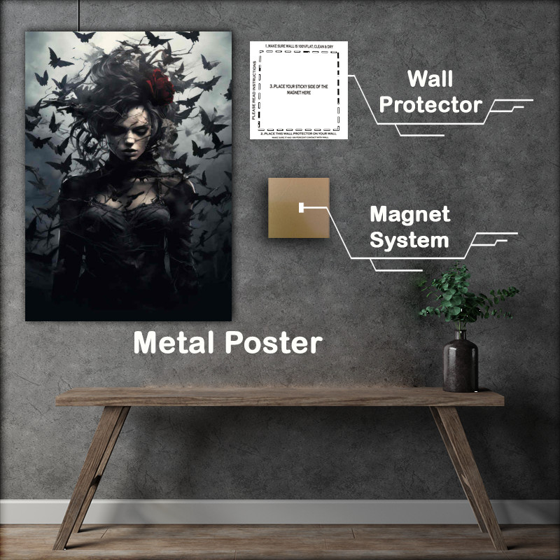 Buy Metal Poster : (Female zombie surrouded by bats)