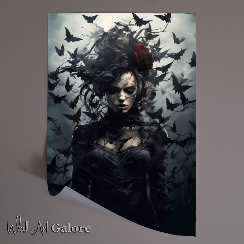 Buy Unframed Poster : (Female zombie surrouded by bats)