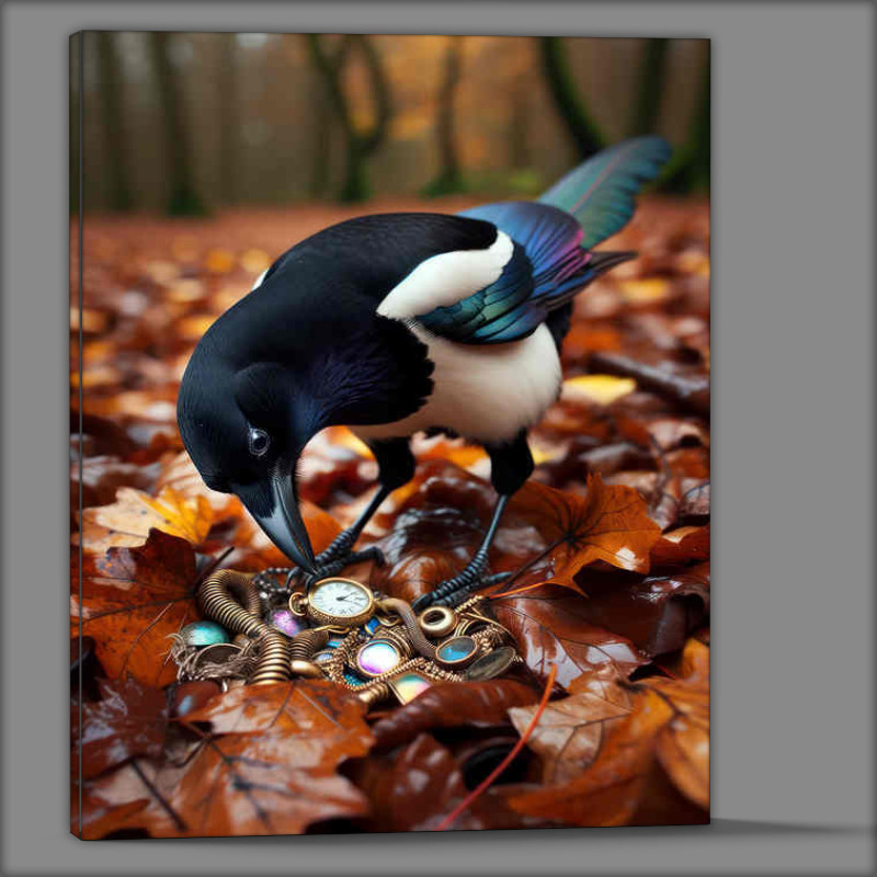 Buy Canvas : (Magpies Treasure Hunt known for its love of shiny objects)