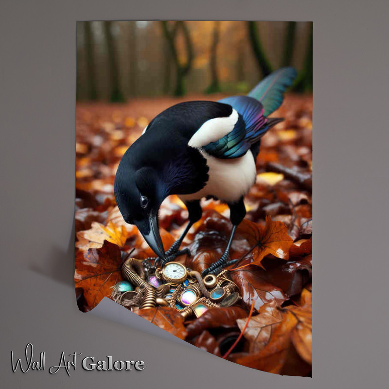 Buy Unframed Poster : (Magpies Treasure Hunt known for its love of shiny objects)