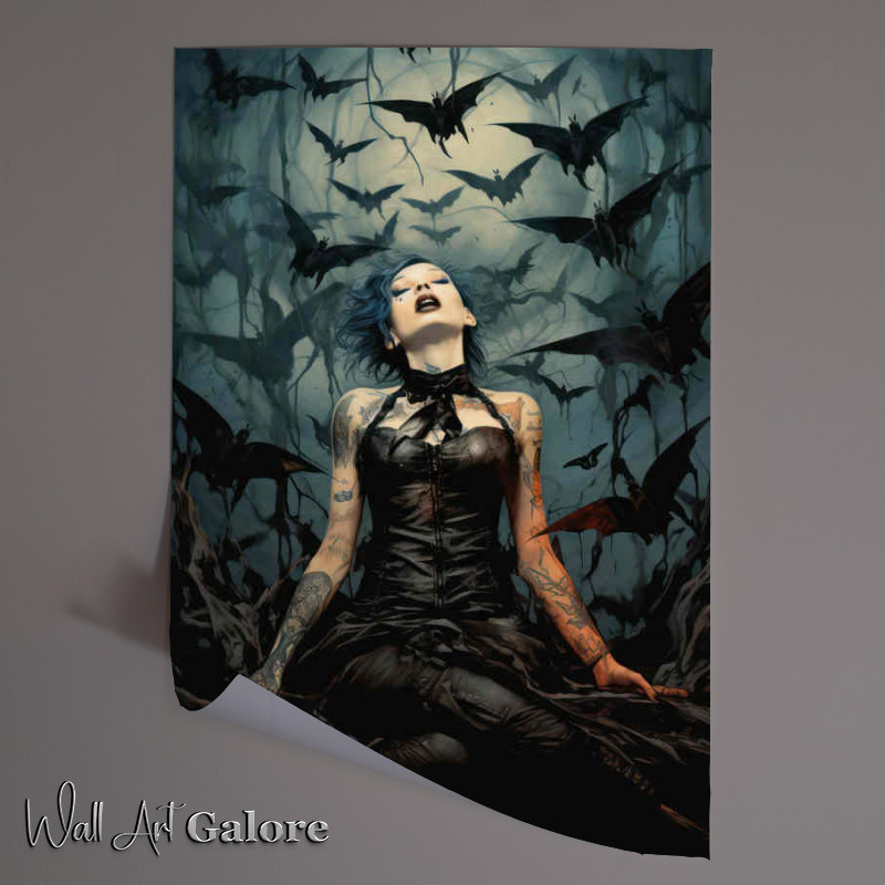 Buy Unframed Poster : (Bats in the air with a ladt controlling them)