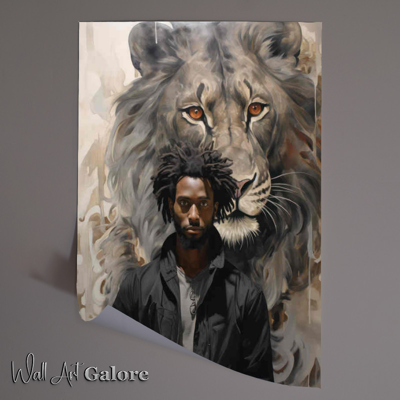 Buy Unframed Poster : (Man and his tiger drawing in the background)