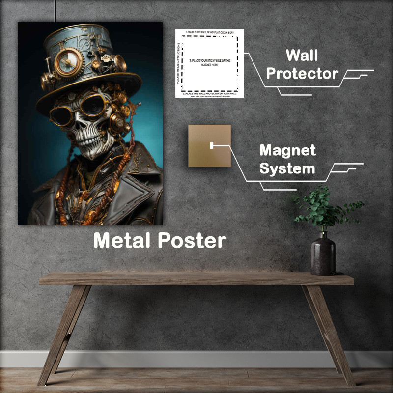 Buy Metal Poster : (Steampund style skull face abstract style)
