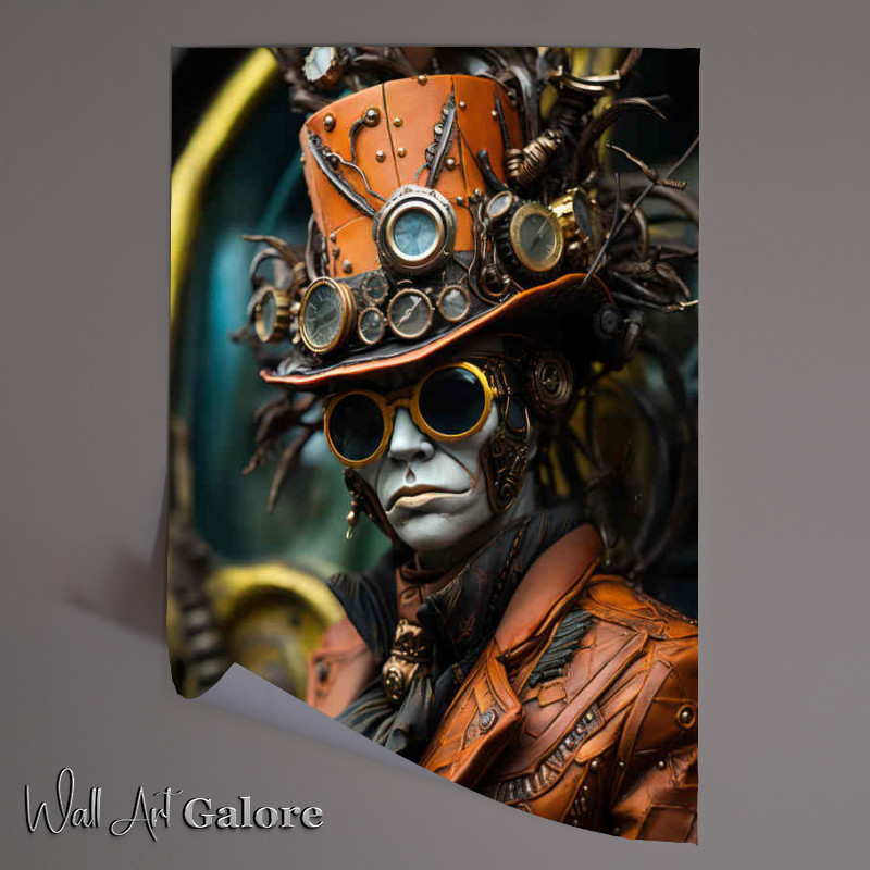 Buy Unframed Poster : (Steampunk hyper neo style with a colourful orange hat)