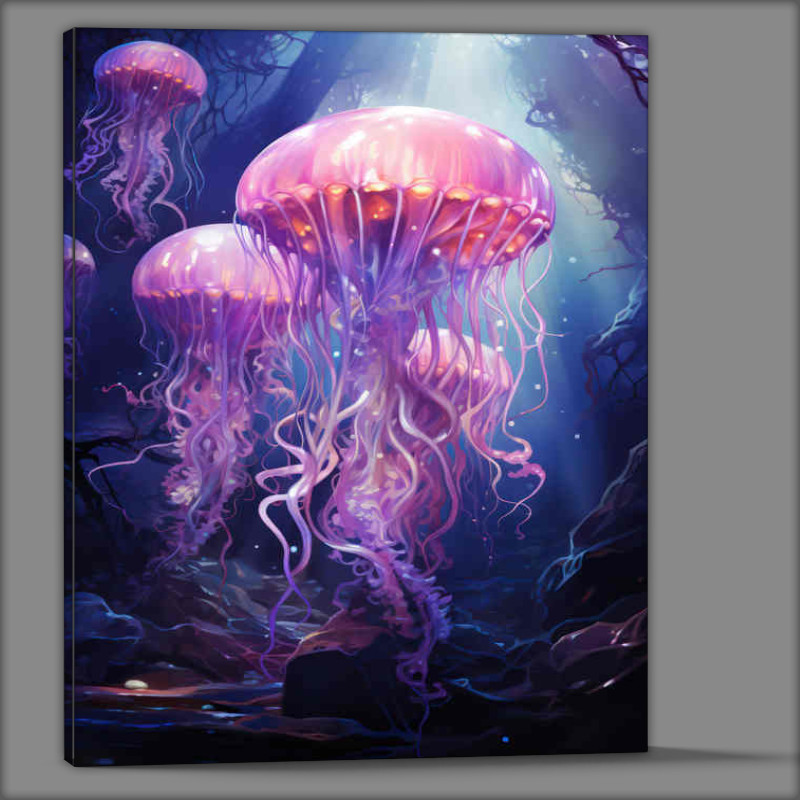 Buy Canvas : (A Group Of Jellyfish In The Depths Of The Sea)