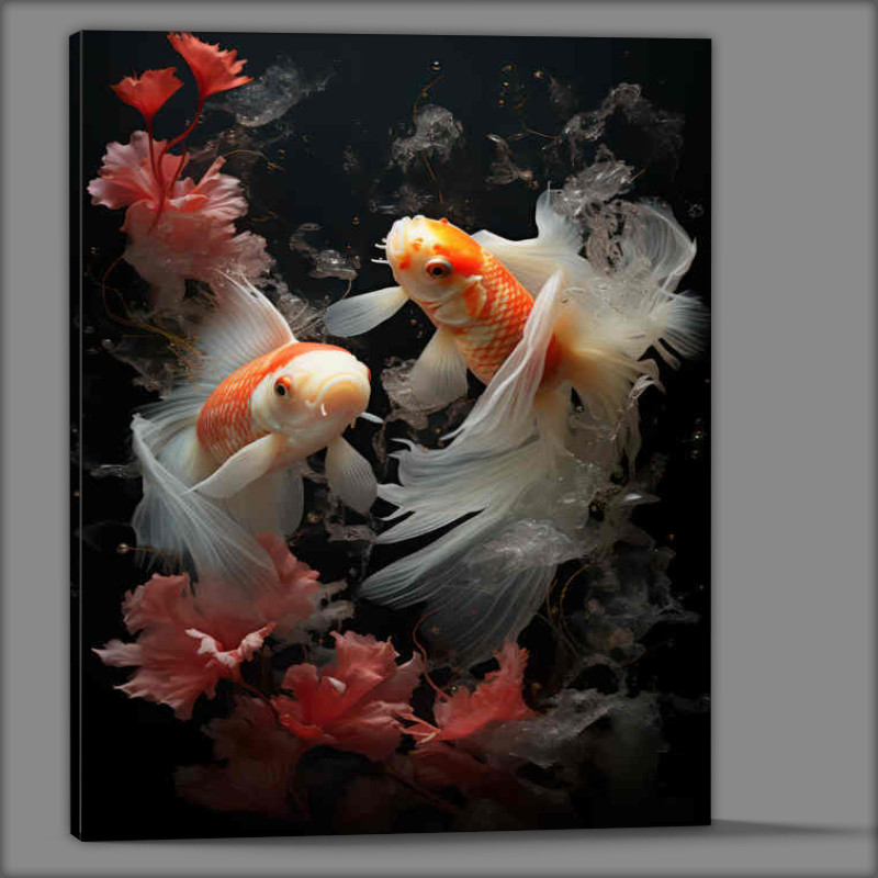 Buy Canvas : (Angel fish with magestic tails swimming)