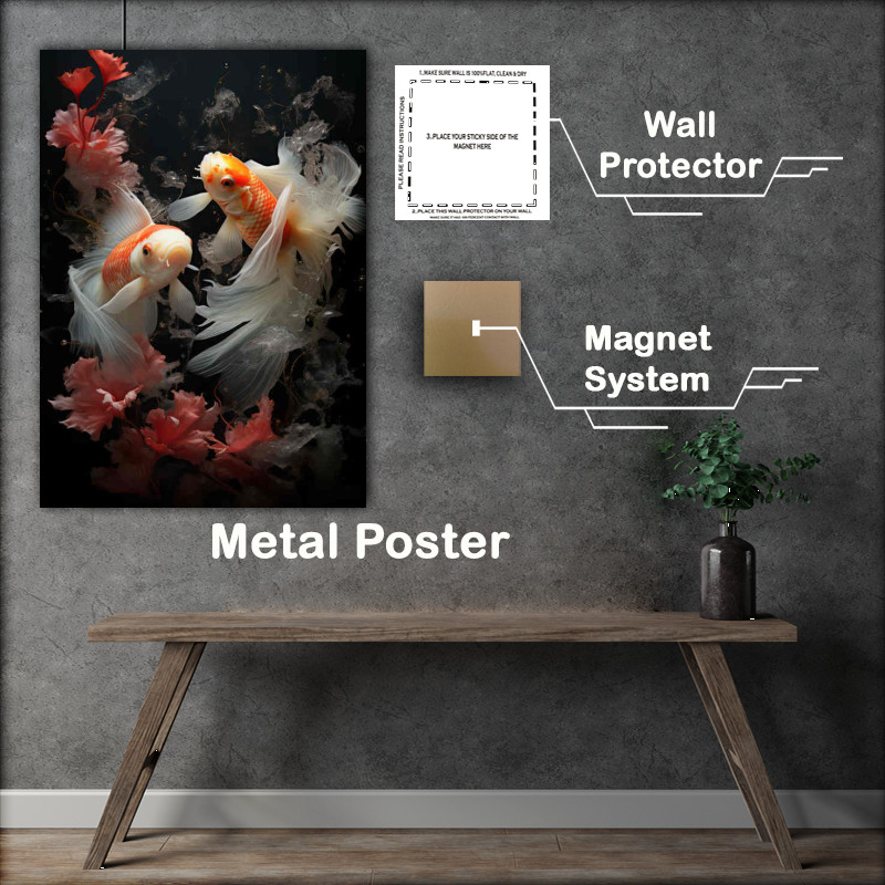 Buy Metal Poster : (Angel fish with magestic tails swimming)