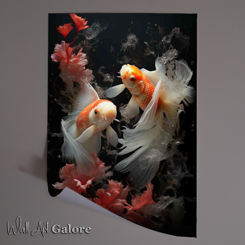 Buy Unframed Poster : (Angel fish with magestic tails swimming)