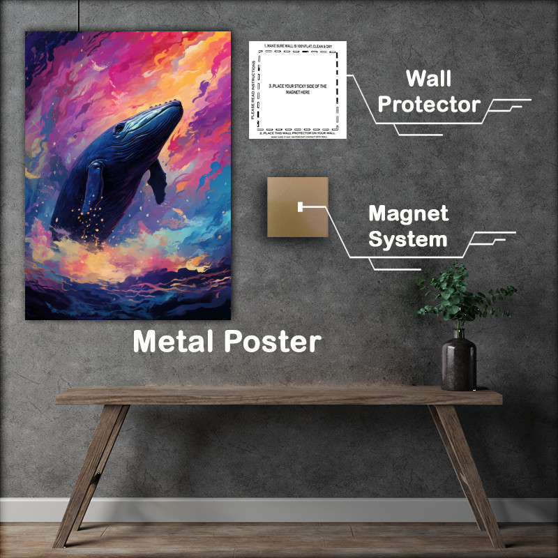 Buy Metal Poster : (Blue Whate Abstract Form Style in the sea)