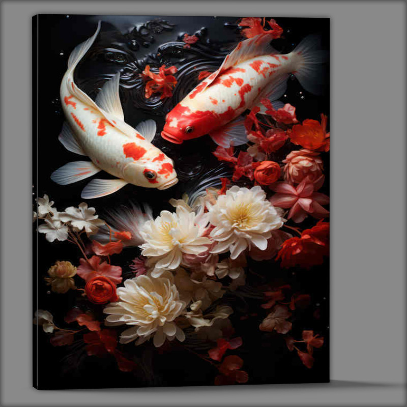 Buy Canvas : (Koi Carp japanese fish swimming)