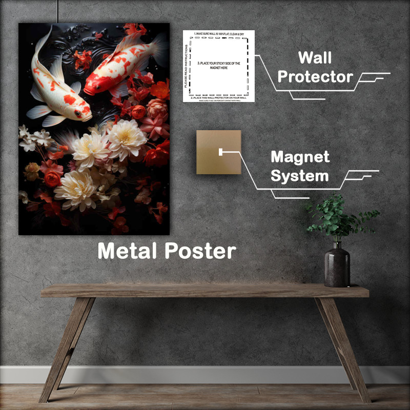 Buy Metal Poster : (Koi Carp japanese fish swimming)