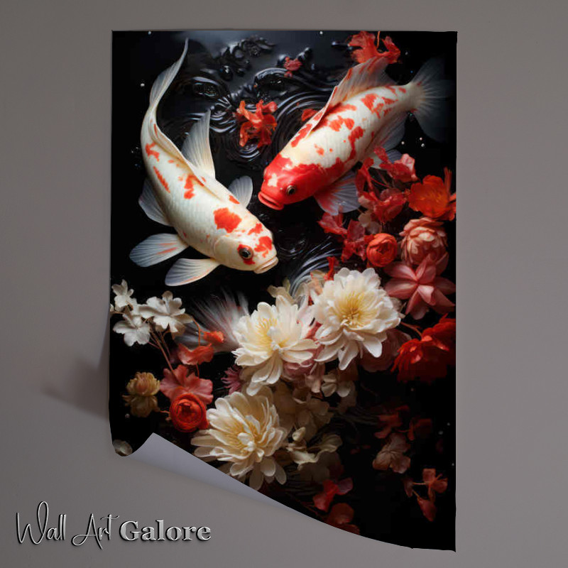 Buy Unframed Poster : (Koi Carp japanese fish swimming)