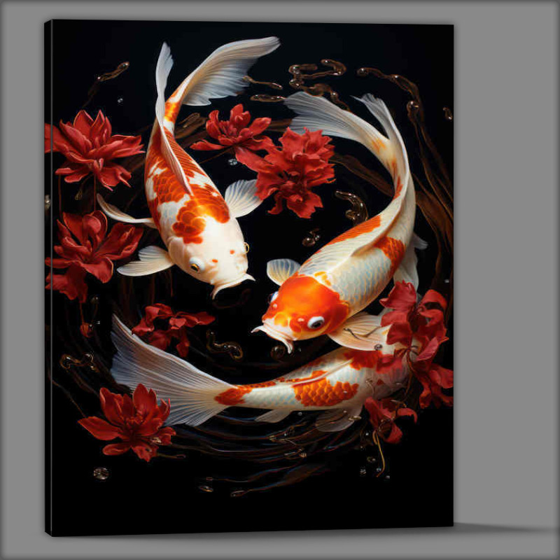 Buy Canvas : (Koi Carp swimming majestically in the water)