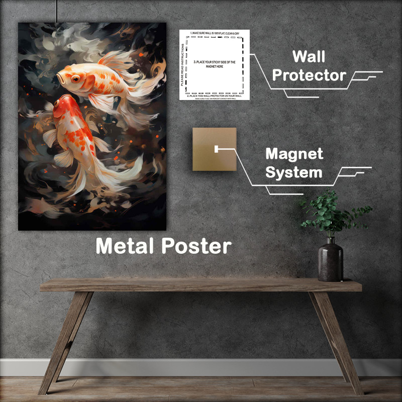 Buy Metal Poster : (Koi Painted style under the waters)