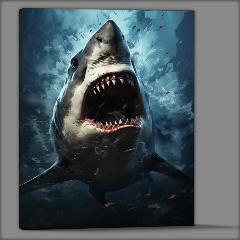 Buy Canvas : (Painted shark with its mouth open)