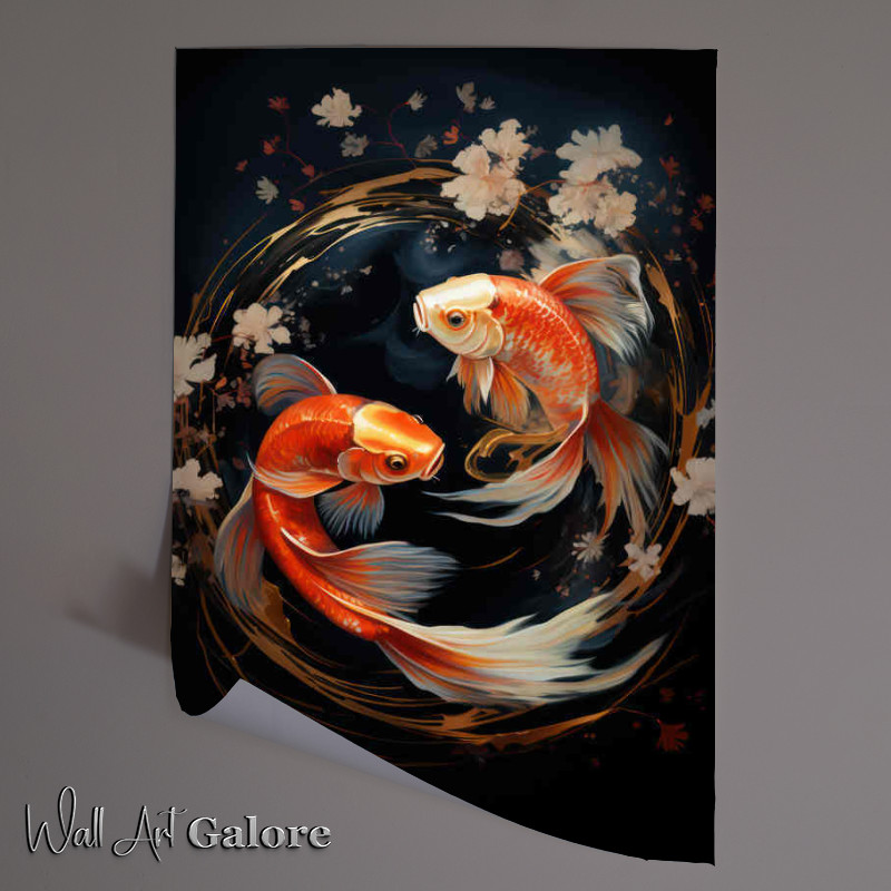 Buy Unframed Poster : (Painted style Koi fish In a circle)