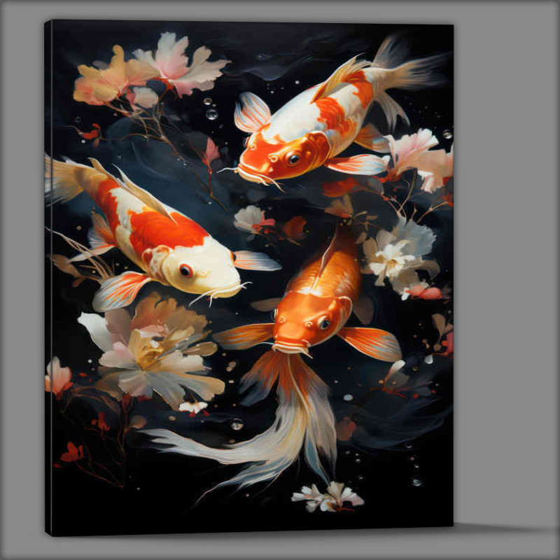 Buy Canvas : (Painted style Koi with Water flowers)