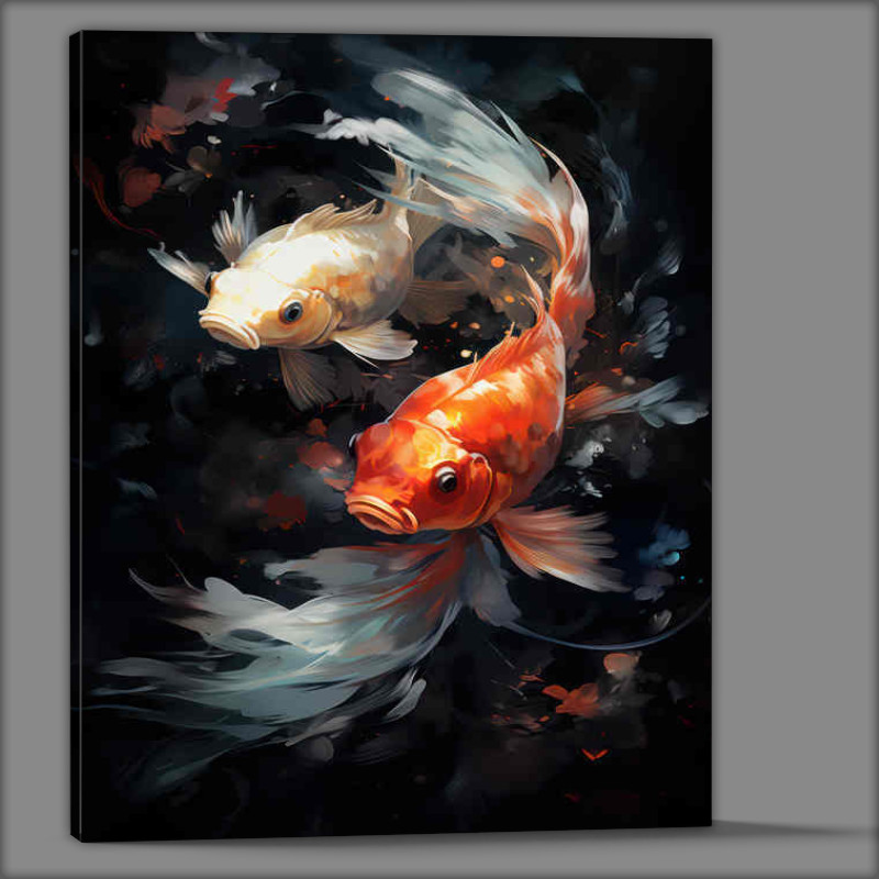Buy Canvas : (Two Koi Painted style white and reds colours)