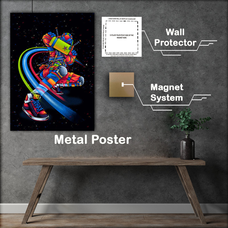 Buy Metal Poster : (A Selfie Ninja with neon colours)