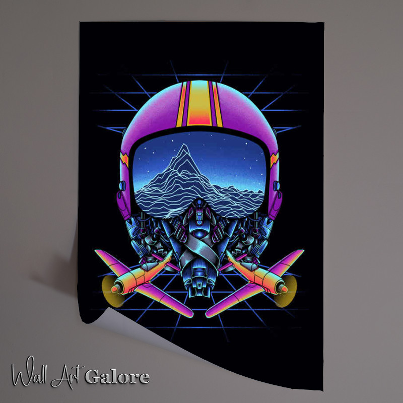 Buy Unframed Poster : (Airplane fighters helmet mountains mode)