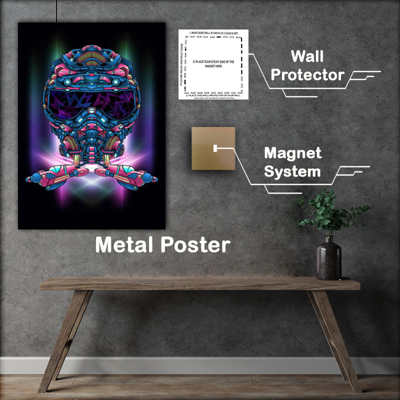 Buy Metal Poster : (Breathing Space neon style helmet)