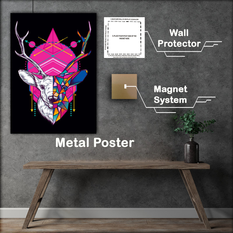 Buy Metal Poster : (Geometric Deer)
