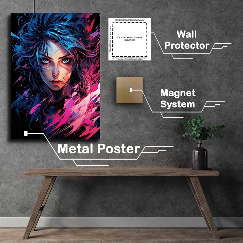 Buy Metal Poster : (Lunch a lady in black with her hair is a vampire)