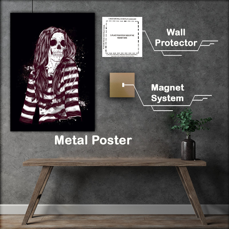 Buy Metal Poster : (Hippy Chick Skull)