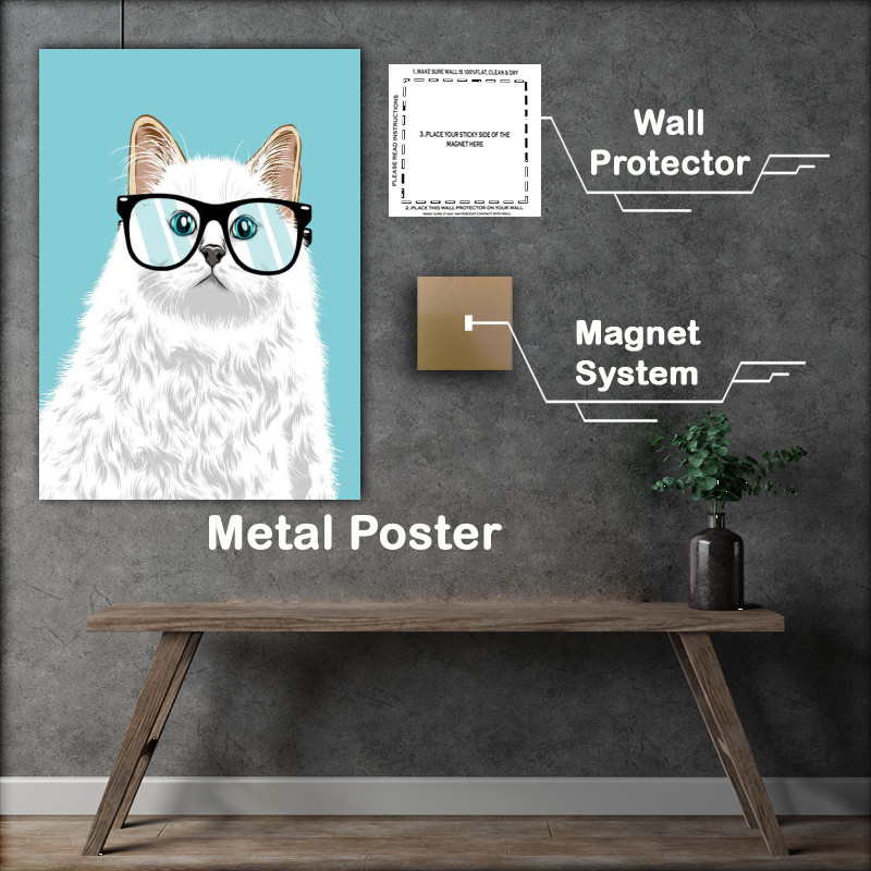 Buy Metal Poster : (Intelligent Cat Light BLUE)