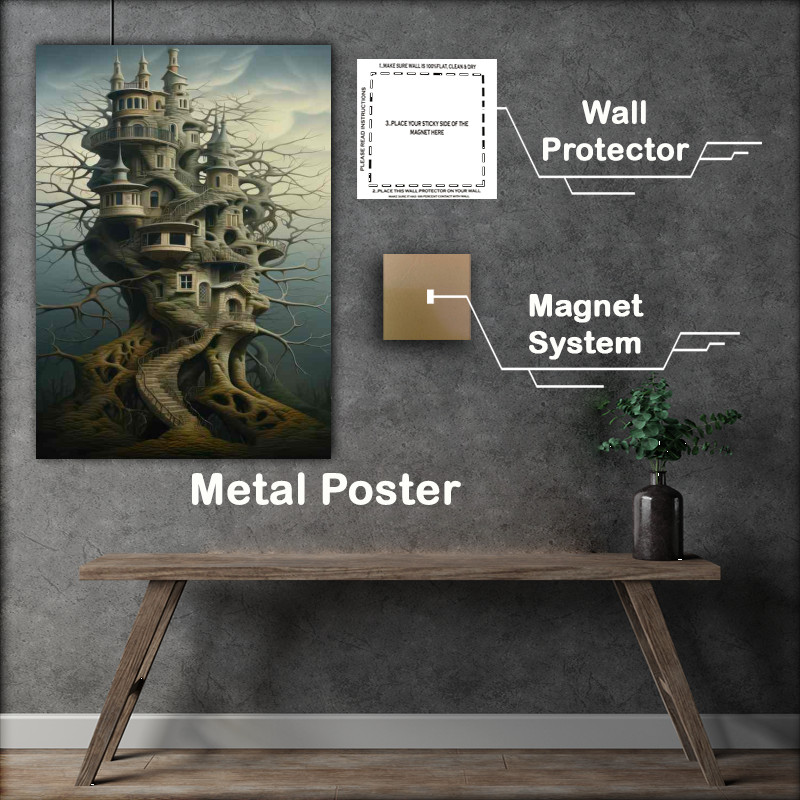 Buy Metal Poster : (Medieval Magic Castle Houses for Fantasy Lovers)