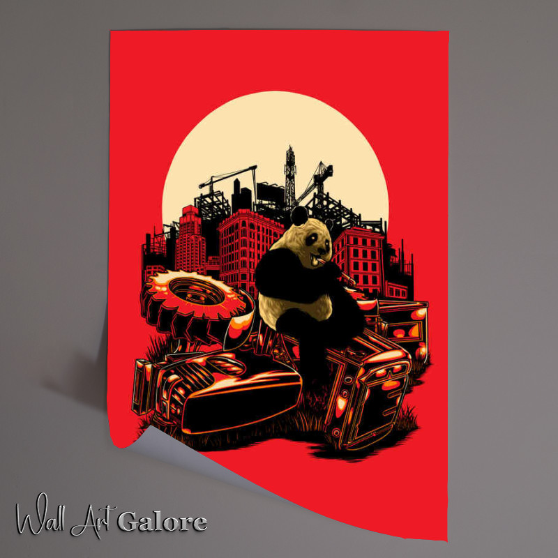 Buy Unframed Poster : (Lonely Panda RED world in decline)