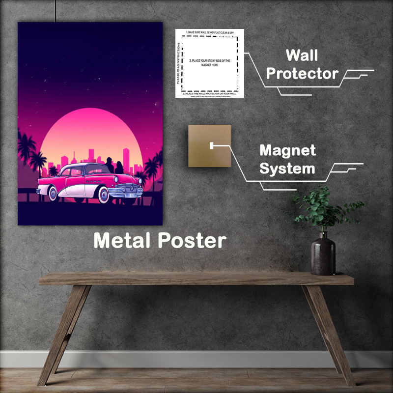 Buy Metal Poster : (Midnight Drive neon purple colours)
