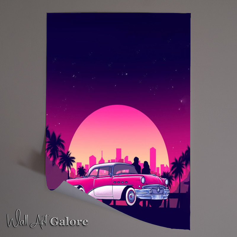 Buy Unframed Poster : (Midnight Drive neon purple colours)