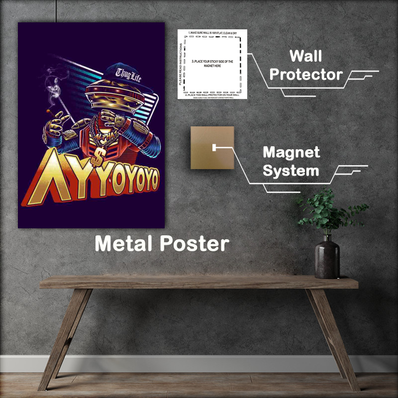 Buy Metal Poster : (Robot Thug Life Purple)