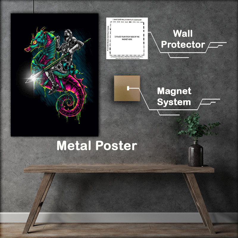 Buy Metal Poster : (Seahorse And The Knight)