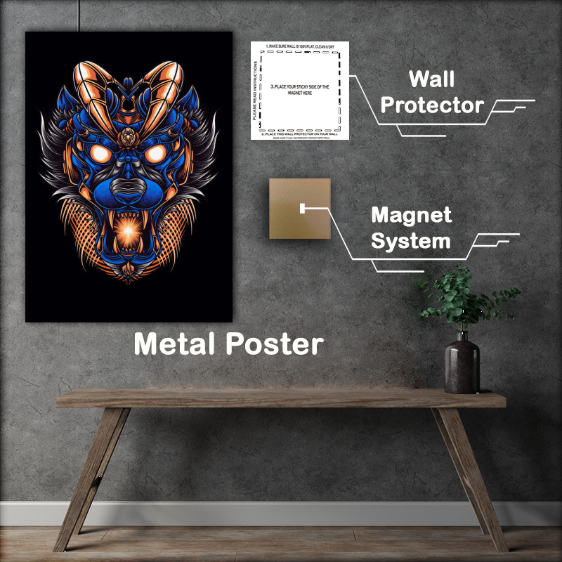 Buy Metal Poster : (Wolf futuristic neon style)