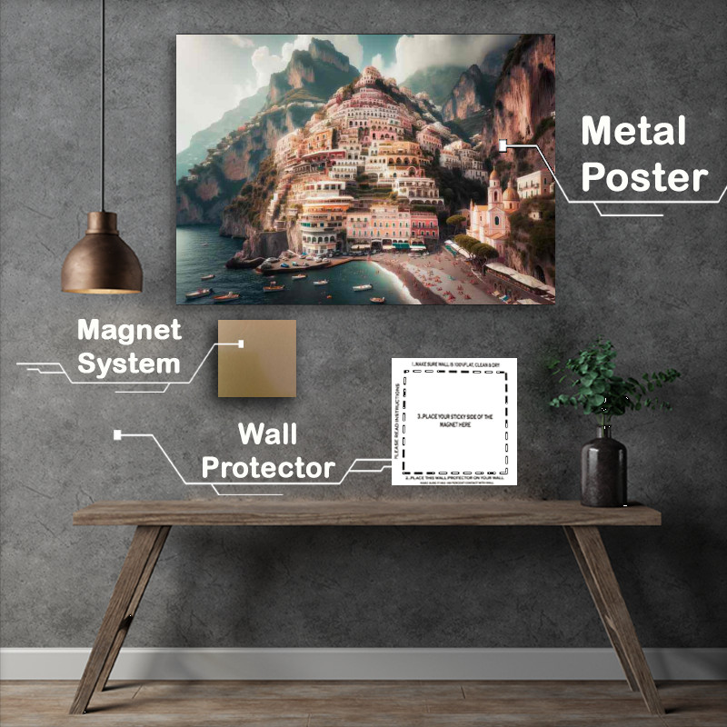 Buy Metal Poster : (Amalfis Cliffside Wonder Positano Italy)
