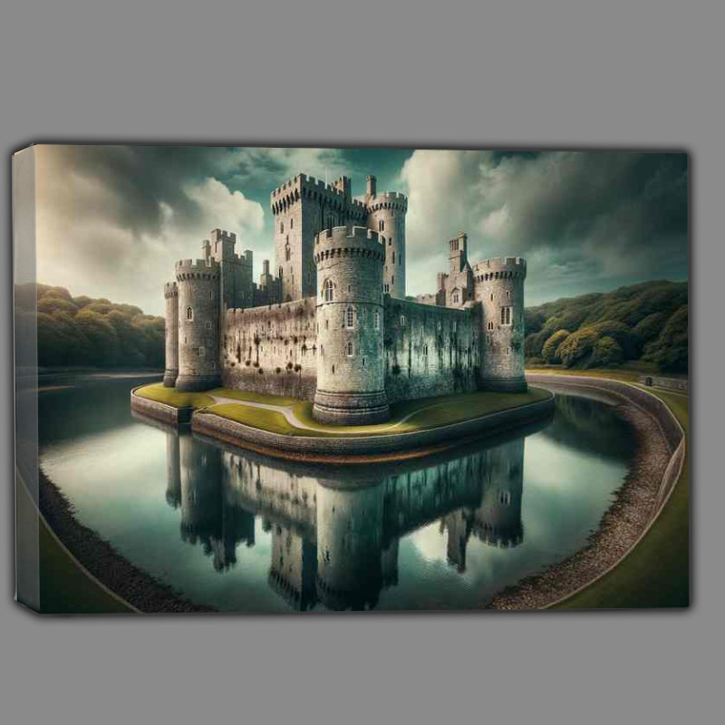 Buy Canvas : (Beaumaris Castle Anglesey Moat Reflective Charm)