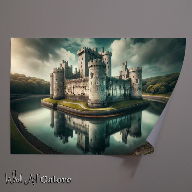 Buy Unframed Poster : (Beaumaris Castle Anglesey Moat Reflective Charm)