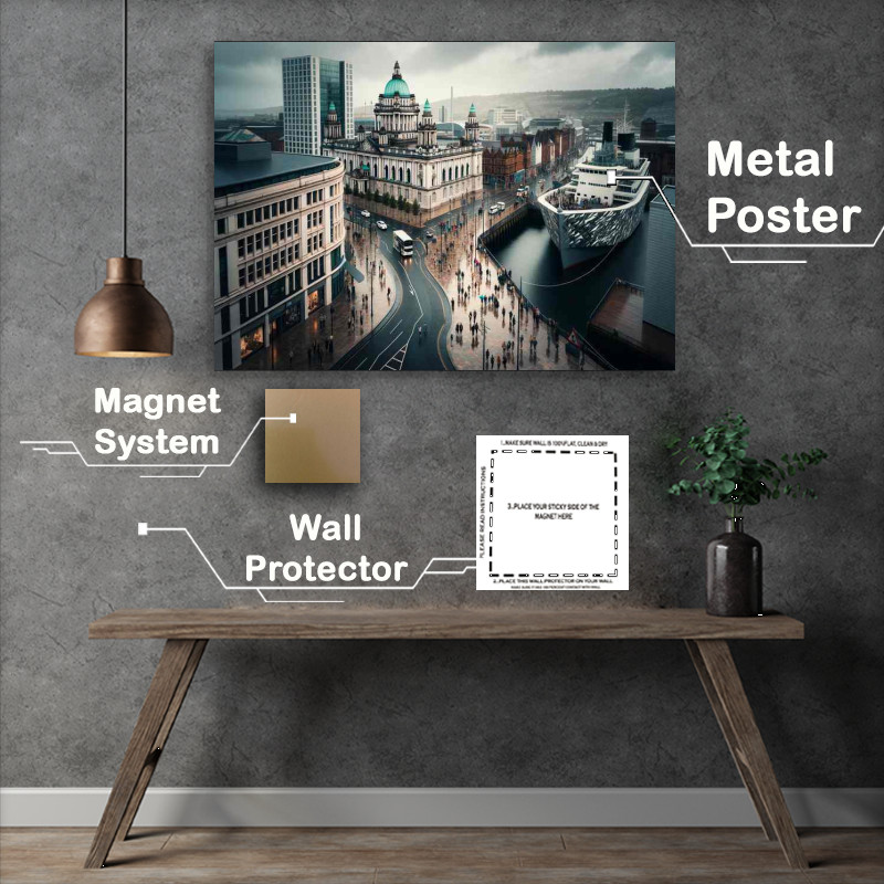 Buy Metal Poster : (Belfast The citys waterfront along the River Lagan)