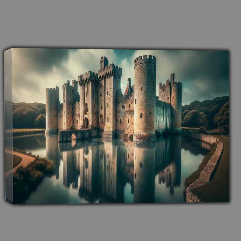 Buy Canvas : (Bodiam Castle East Sussex Moat Reflection)
