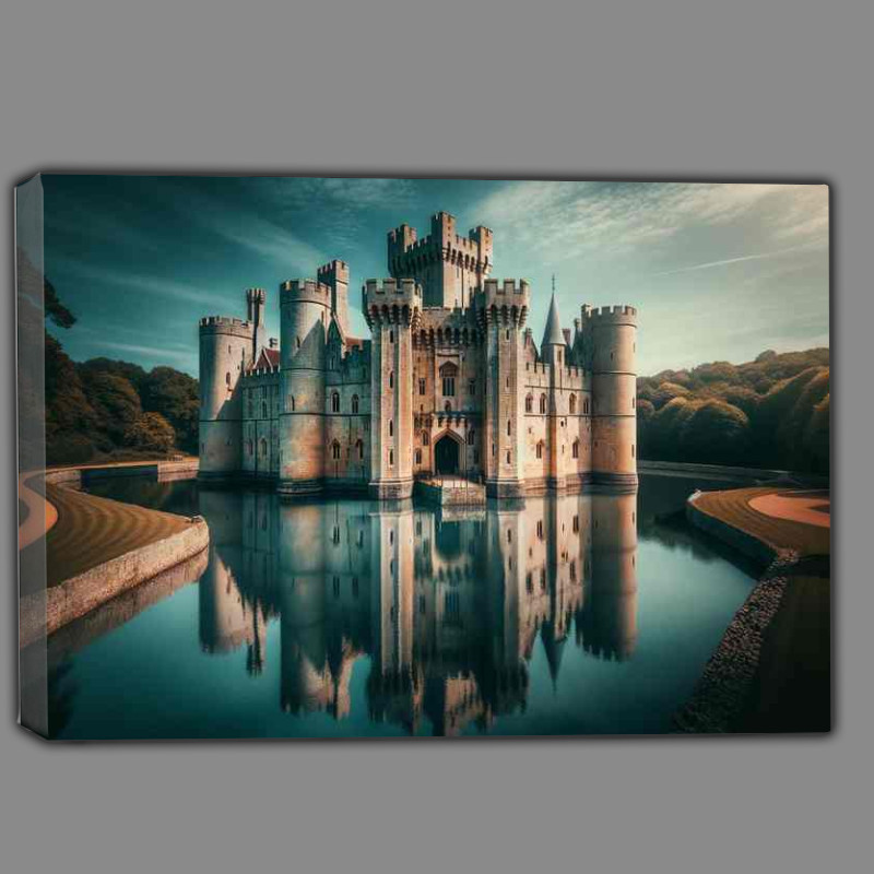Buy Reflecting Medieval Beauty on Canvas : (Bodiam Castle, East Sussex)