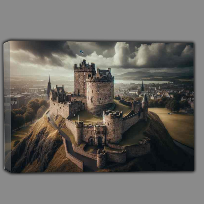 Buy Canvas : (Castle Edinburgh medieval fortress with its tower house)