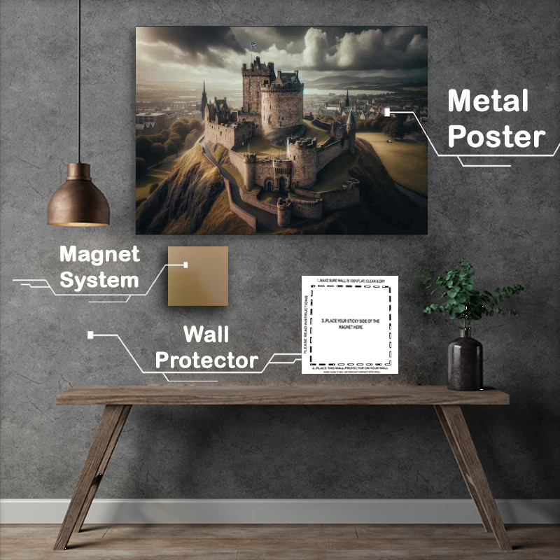 Buy Metal Poster : (Castle Edinburgh medieval fortress with its tower house)