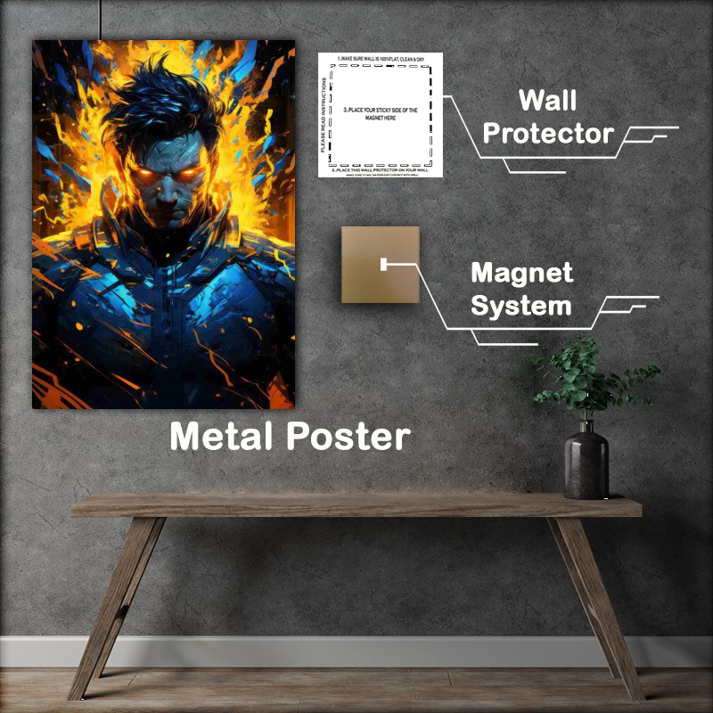 Buy Metal Poster : (Cartoon character in neon yellow glow)