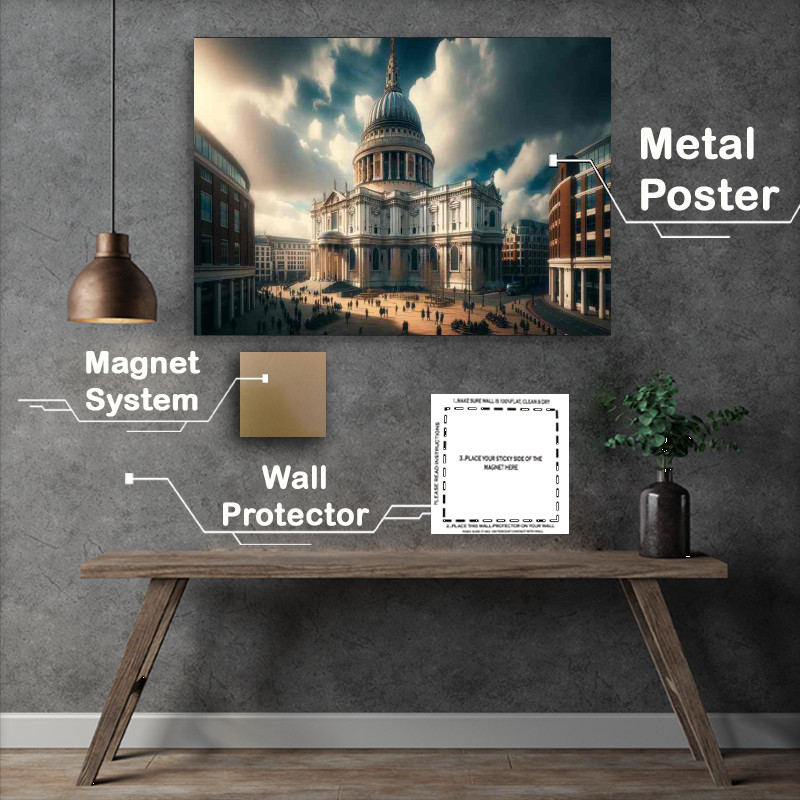 Buy Metal Poster : (Domes Grandeur Above St Pauls Cathedral in London)