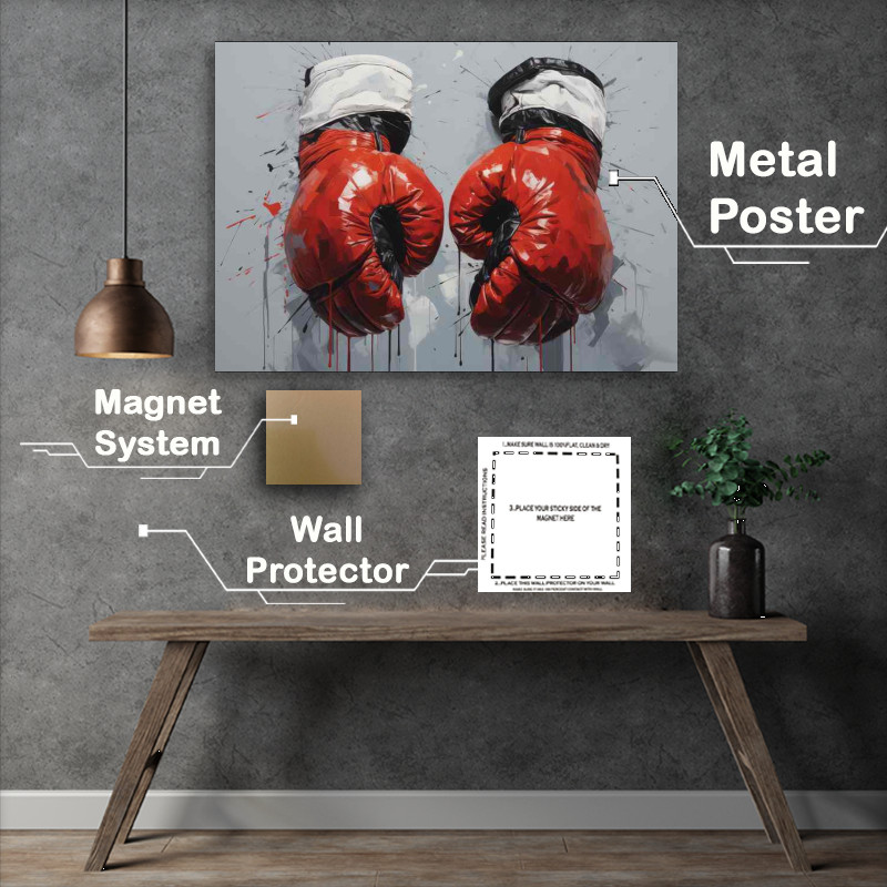 Buy Metal Poster : (A nice pair of boxing gl;oves painted art style)