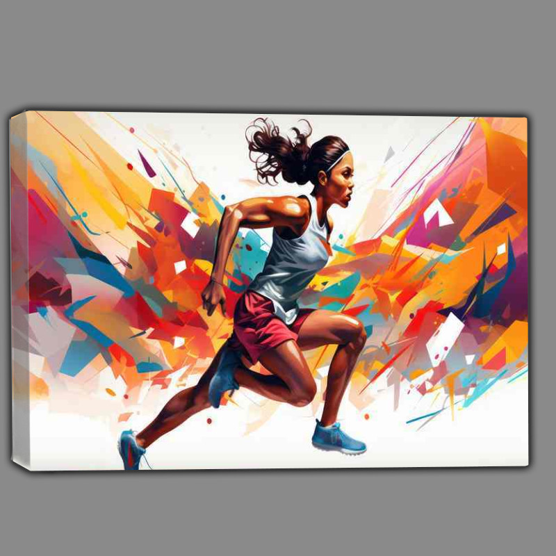 Buy Canvas : (A woman running in colorful design)